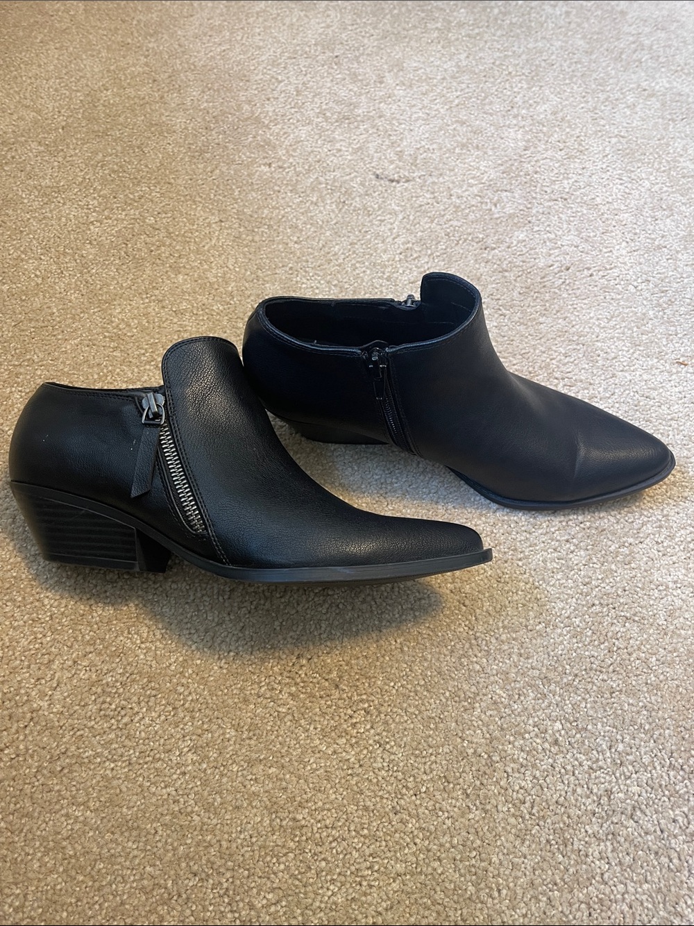Classic Black Pointed Ankle Booties with Side Zip
